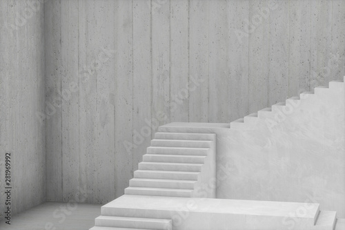 The stairway in the daylight with white background, 3d rendering.