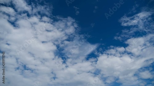 Clouds Move Smoothly in the Blue Sky. Timelapse photo