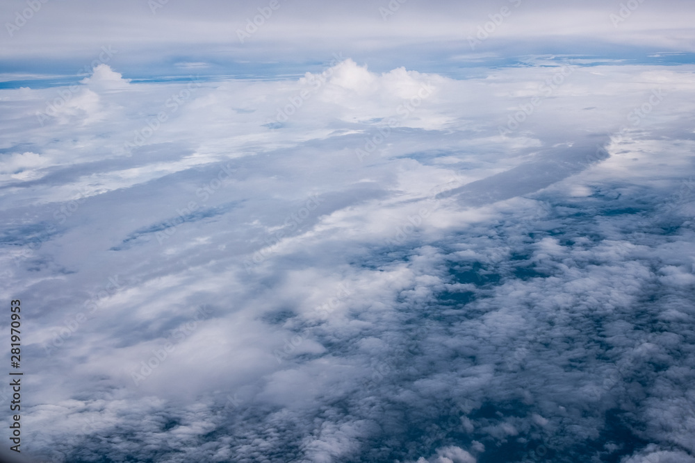 Skyline View above the Clouds from airplane