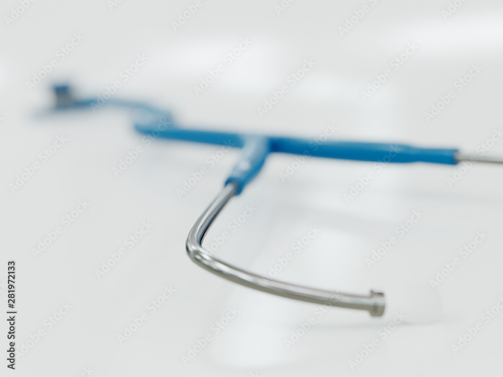 Stethoscope isolated on white with reflective background - 3D rendering Stethoscope isolated on white with reflective background - 3D rendering