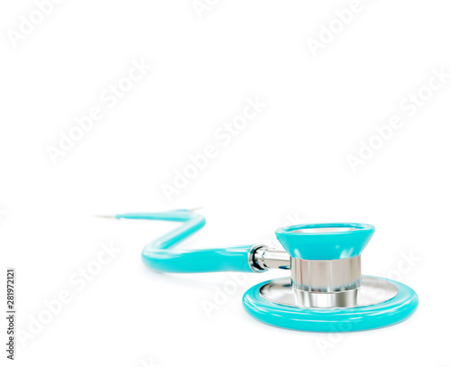 Stethoscope isolated on white with reflective background - 3D rendering