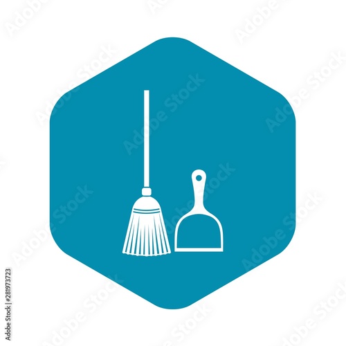 Broom and dustpan icon. Simple illustration of broom and dustpan vector icon for web