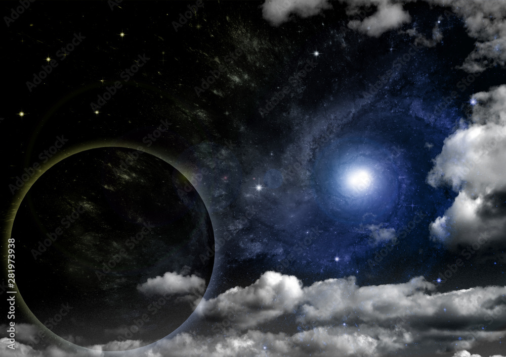 Obraz premium galaxy in a free space. 3D rendering