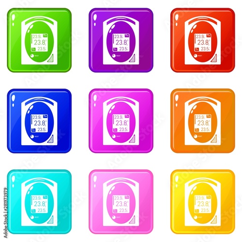 Medical tonometer icons set 9 color collection isolated on white for any design