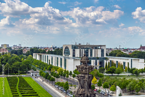 The new federal german chancellery, view from the Reichstag Dome, on August 9, 2014 in Berlin, Germany photo