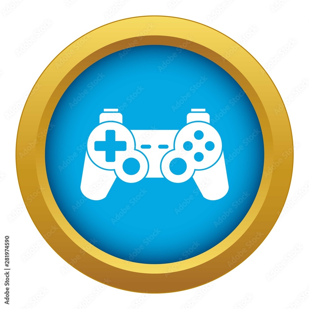 Game controller icon blue vector isolated on white background for any design