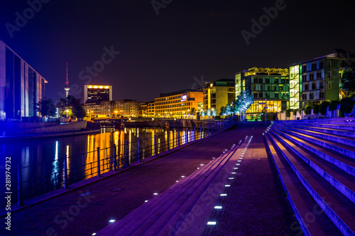 Night view of modern building in Mitte district is part of Bundestag - Germany