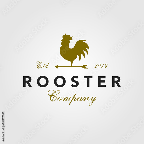 vintage rooster logo vector arrow icon illustration