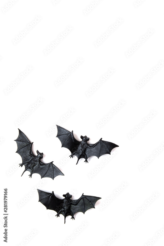 Top view of Halloween decoration with plastic bats. Party, invitation, halloween decoration Top view of Halloween decoration with plastic bats. Party, invitation, halloween decoration