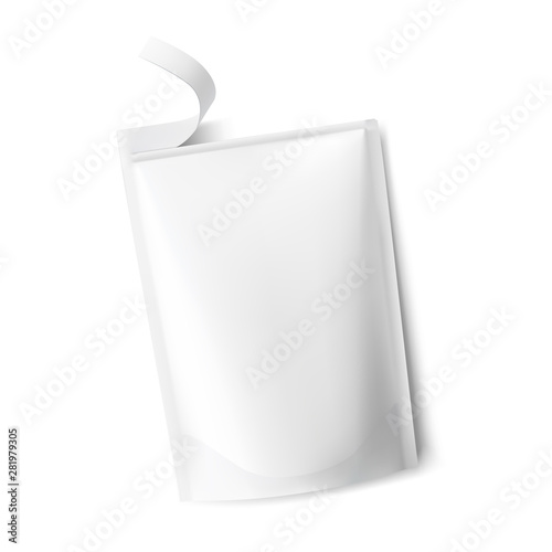 Open pouch bag mockup on white background. Vector illustration. Front views. Can be use for template your design, presentation, promo, ad. EPS10.