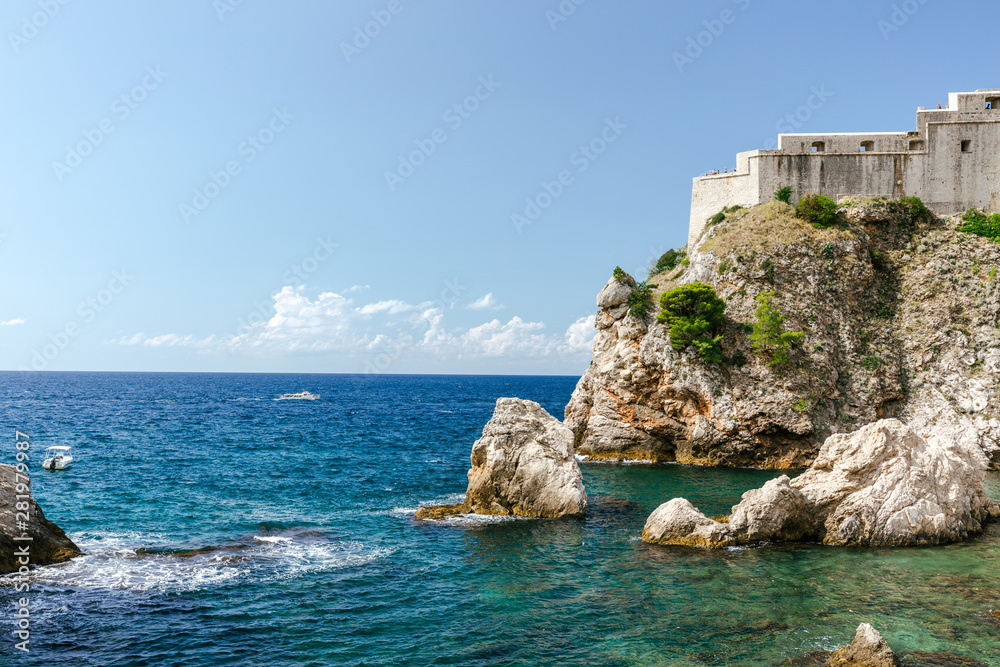 View of Fort Lovrijenac on a high hill in Dubrovnik, Croatia