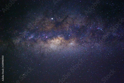 Milky Way Galaxy rising in Sabah Malaysia Asia. Image contain noise and grain due to high ISO. Image also contain soft focus and blur due to long exposure and wide aperture.