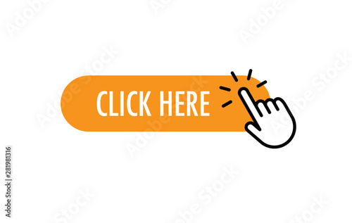 Click here button with hand clicking icon