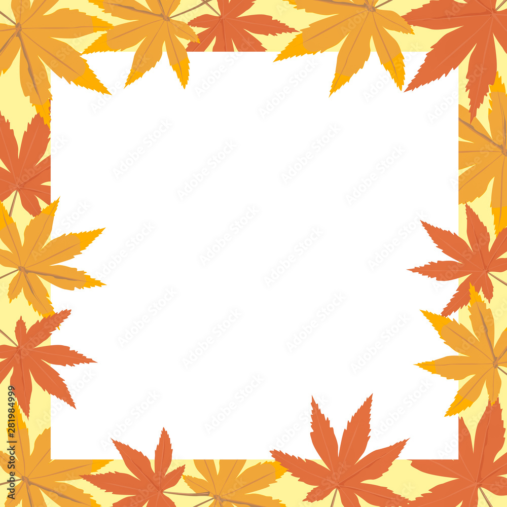 Autumn leaves decorated with white blank space for your message