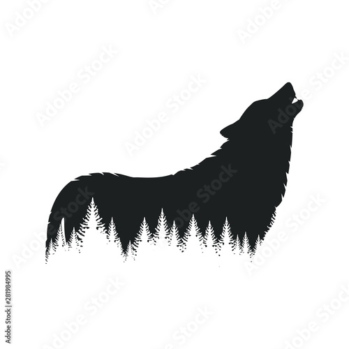 Forest wolf silhouette