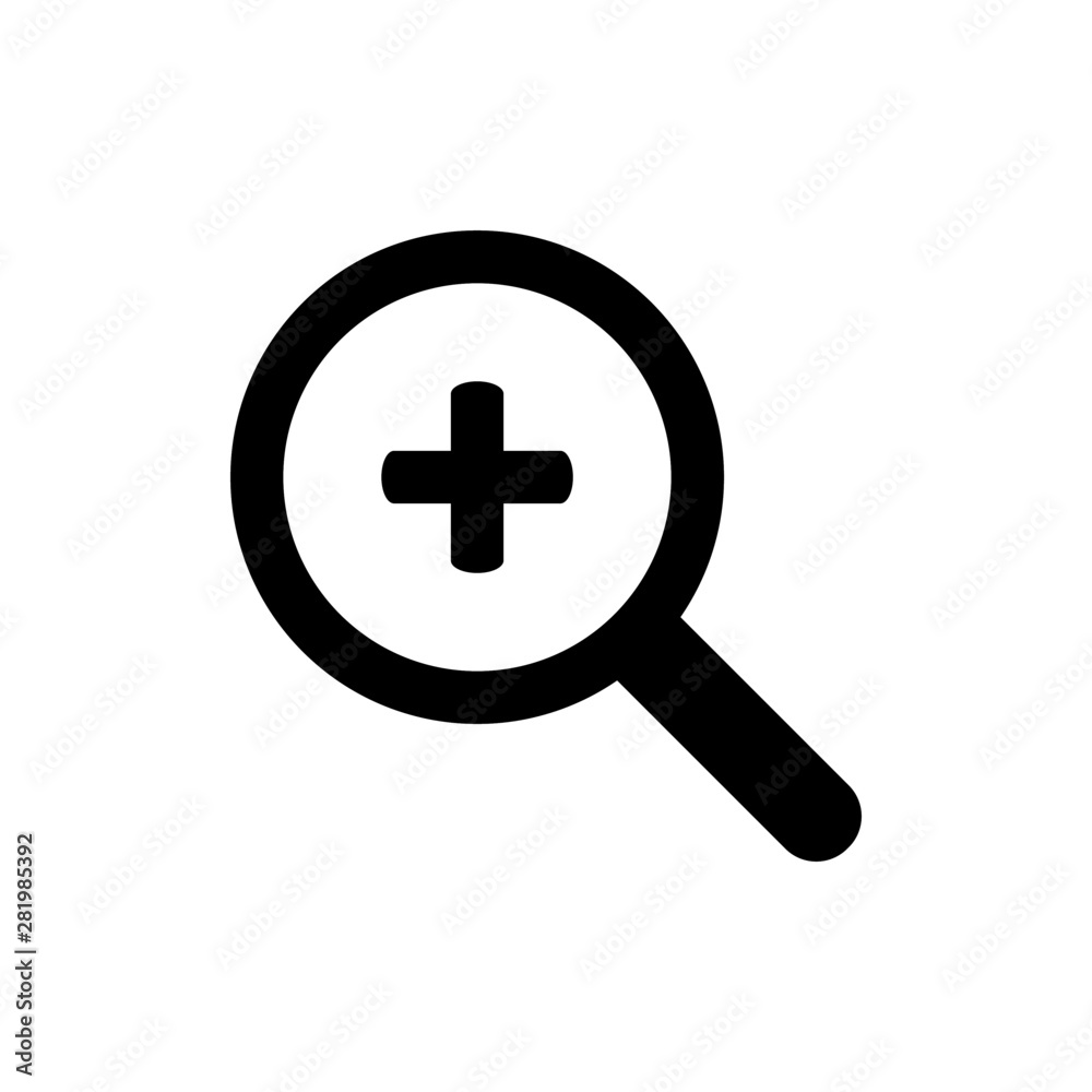 Magnifier vector icon. Magnification zoom in symbol design. Magnification icon concept for web and mobile Magnifier vector icon. Magnification zoom in symbol design. Magnification icon concept for web and mobile