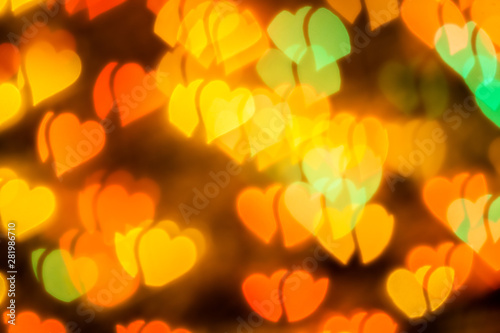 Heart shape blur bokeh abstract background.