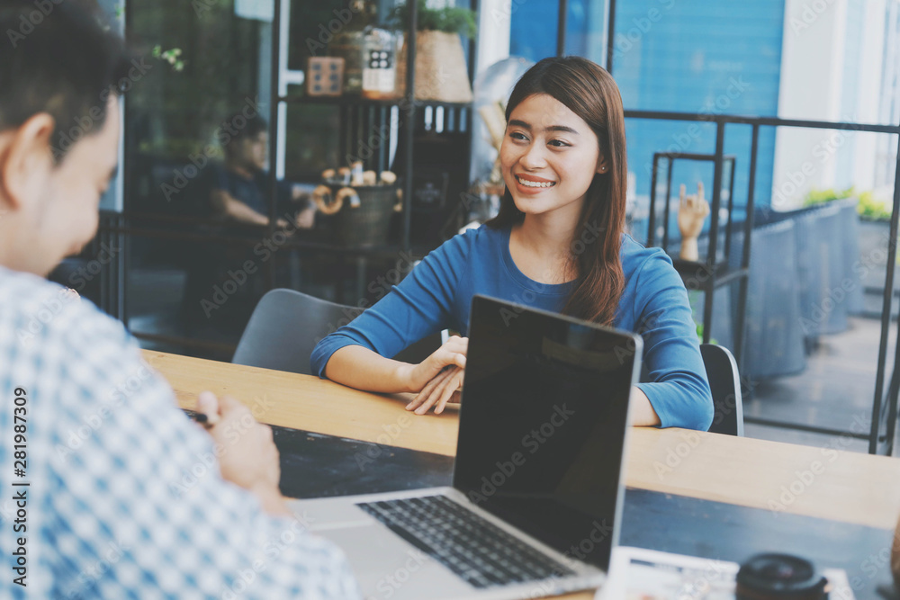 Asian woman have interviewing for new job. Asian woman have interviewing for new job.