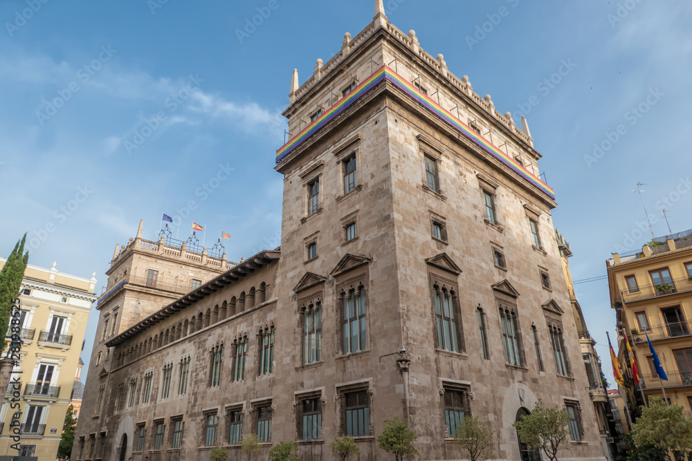 Historic gothic building with Renaissance elements - Palau de la Generalitat - Seat of the regional government of the community of Valencia, Spain.
