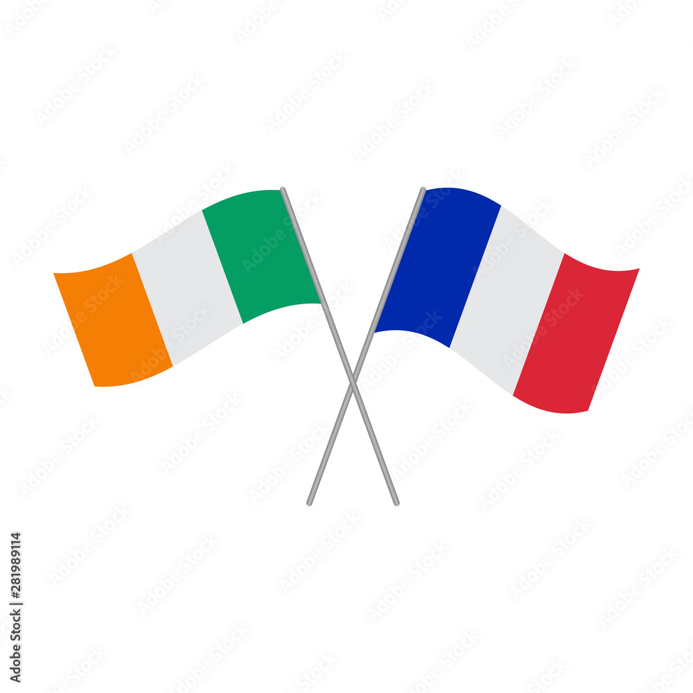French and Irish flags vector isolated on white background French and Irish flags vector isolated on white background