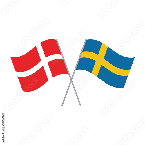 Danish and Swedish flags vector isolated on white background