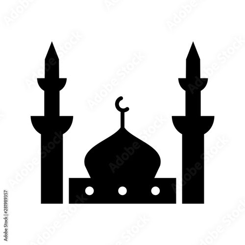 Beautiful prophet's mosque Glyph black icon