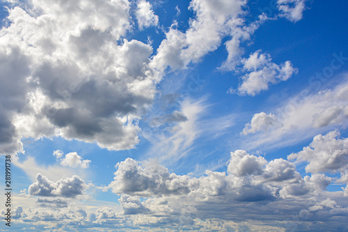 White, Fluffy Clouds In Blue Sky. Background From Clouds.