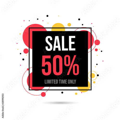 Big sale, discount web banner template. Shopping half price advertisement, deals for customers promotional poster vector layout. Store promo campaign, special offers for clients advert