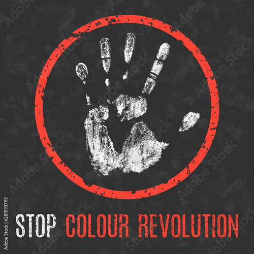 Vector illustration. Social problems of humanity. Stop colour revolution photo