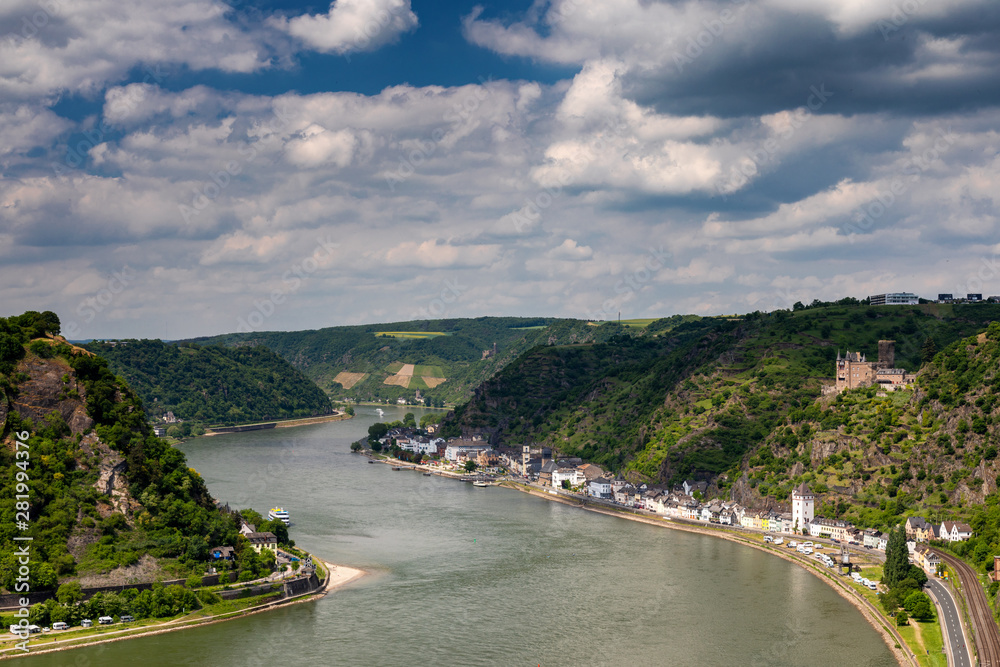 Panorama of the Rhine River Valley with Castle Katz Panorama of the Rhine River Valley with Castle Katz