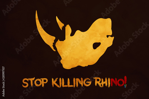 Illustration idea to stop killing rhinos in South Africa. photo