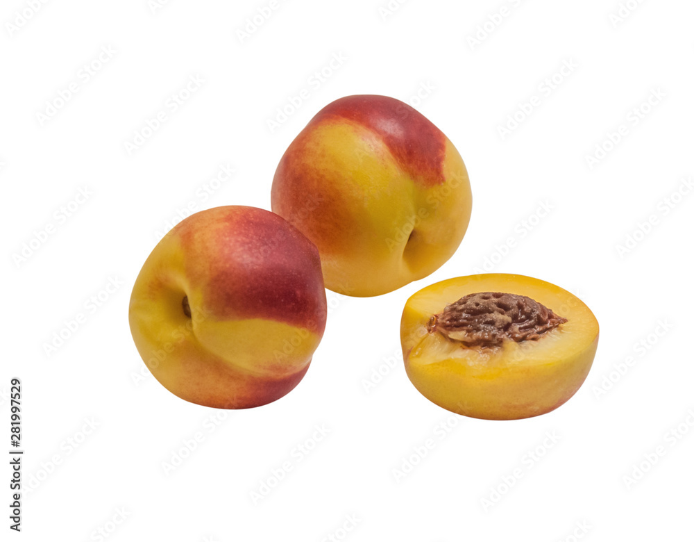 juicy ripe nectarines close up isolated on white juicy ripe nectarines close up isolated on white