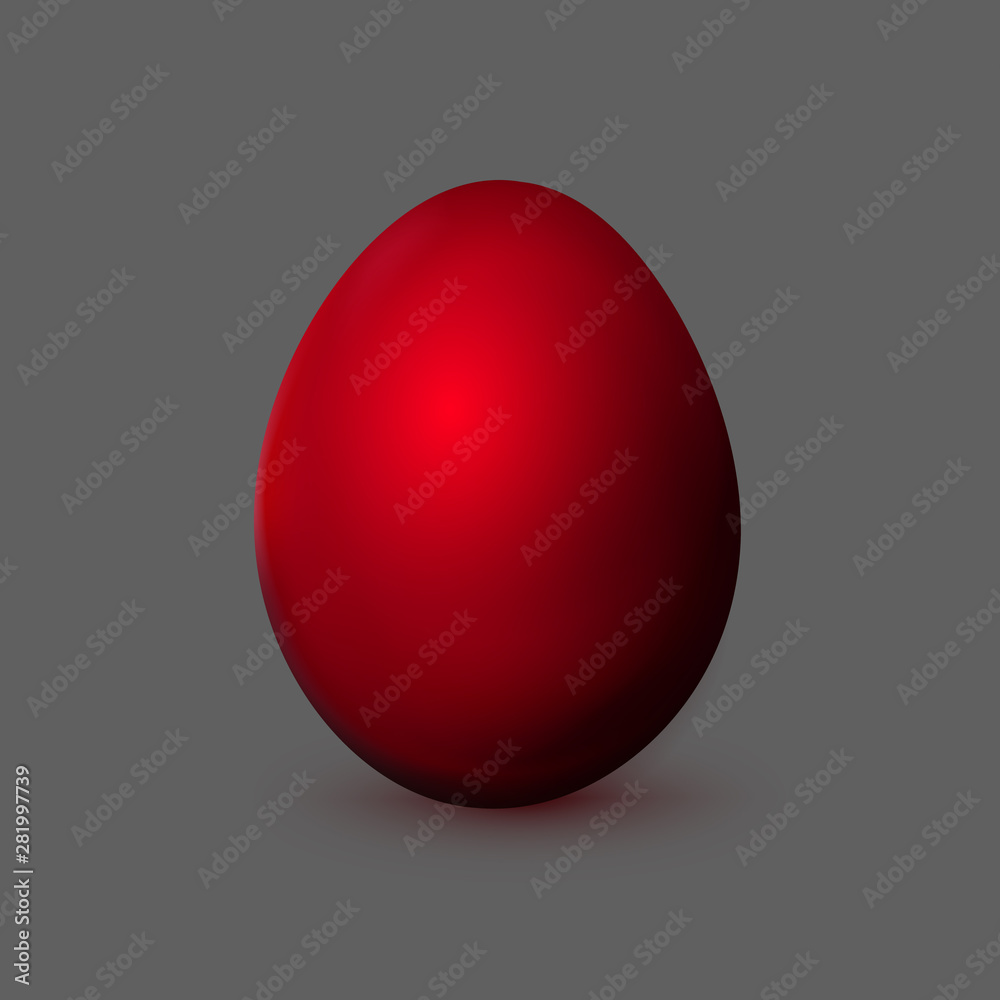 Dark red chicken egg on gray background. Happy Easter Element for design. Vector illustration. Isolated traditional Holiday Symbol. Single close-Up colored Decoration. Protein, Diet breakfast Dark red chicken egg on gray background. Happy Easter Element for design. Vector illustration. Isolated traditional Holiday Symbol. Single close-Up colored Decoration. Protein, Diet breakfast