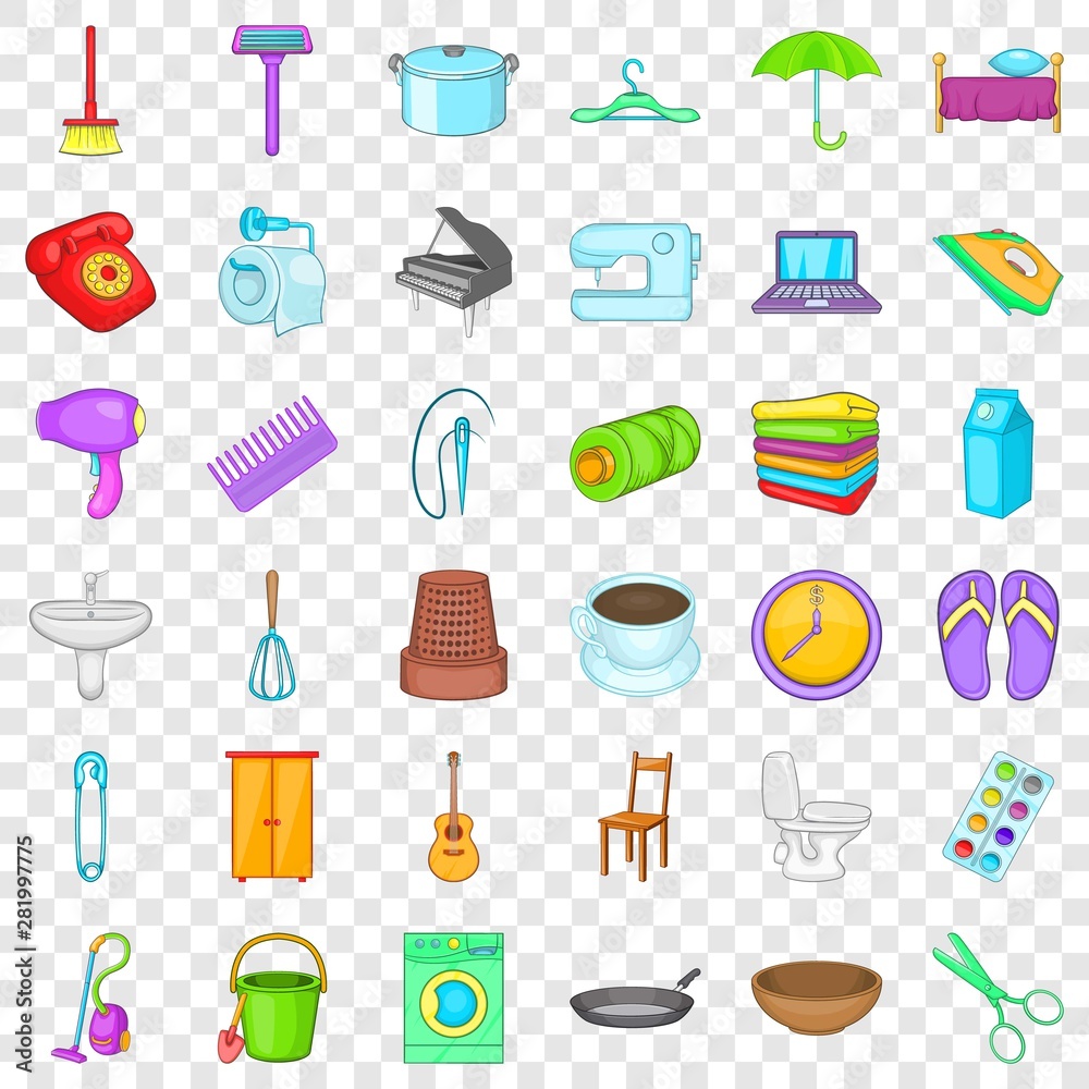 Table icons set. Cartoon style of 36 table vector icons for web for any design