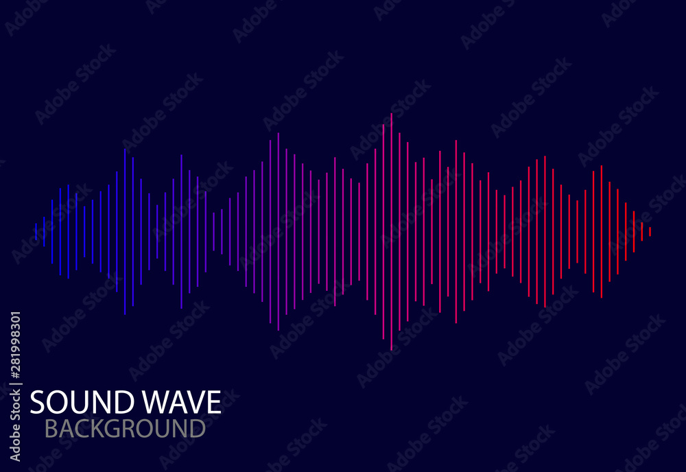 Abstract soundwave spectrum background. vector audio line of song.Digital abstract sound wave with gradient on blue background. vector