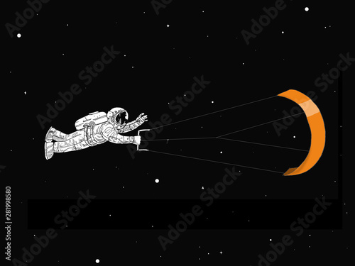 Photography Astronaut in open space with kite
