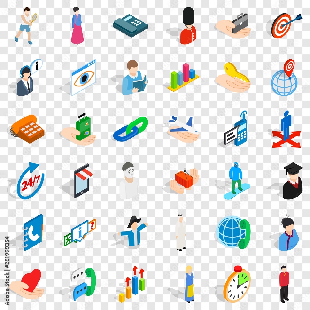 Human icons set. Isometric style of 36 human vector icons for web for any design Human icons set. Isometric style of 36 human vector icons for web for any design