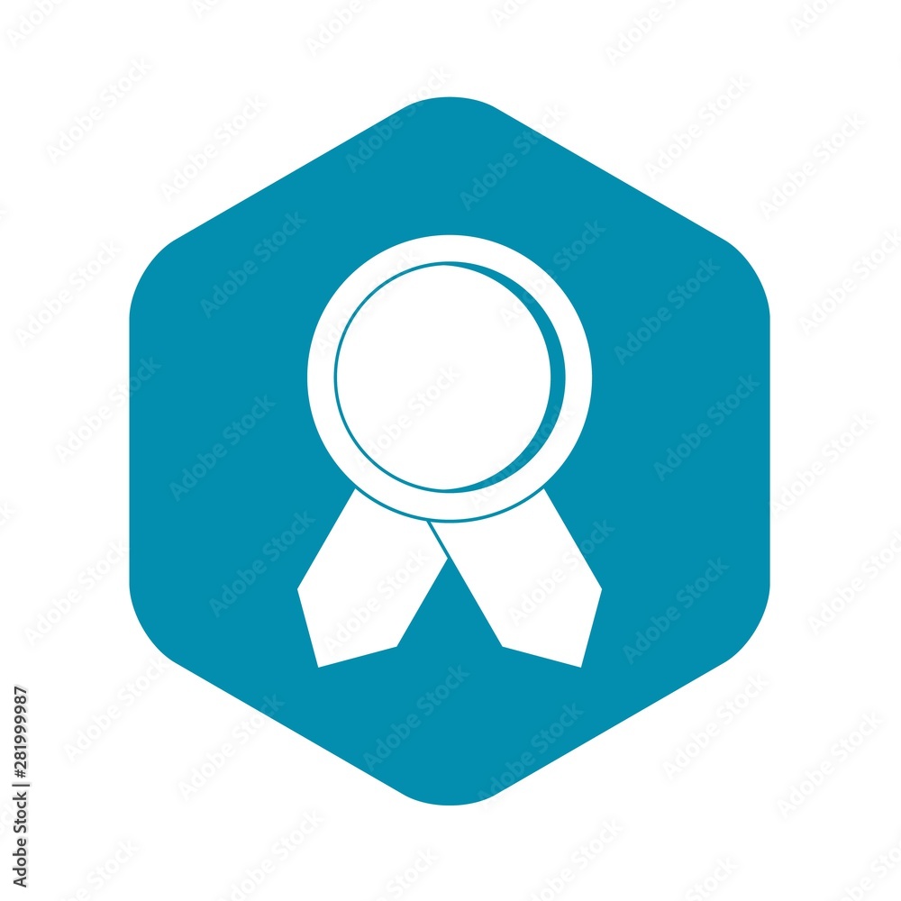 Circle badge wih ribbons icon. Simple illustration of circle badge wih ribbons vector icon for web