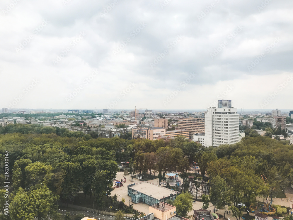 Kharkov city / Ukraine - May 2019: The view from ferris wheel to Gorky Park