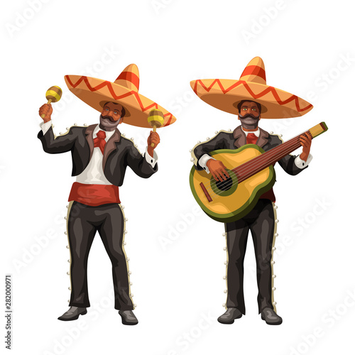 mariachi with guitar and maracas
