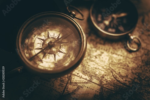 Aged Vintage Compass Map
