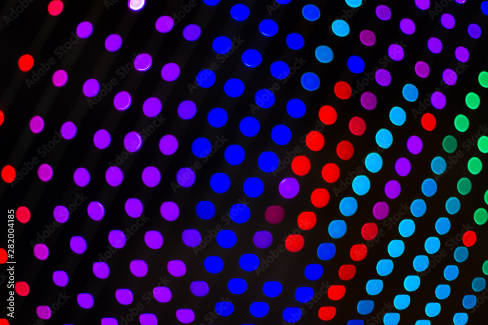 illustration picture with colorful wallpaper background of blue pink red and green bokeh effects from illumination lamps at night 