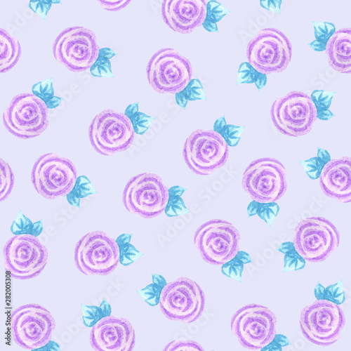 Little purple rose watercolor seamless pattern. Floral ornament. Design for fabric  textile  invitation card  wedding design. 