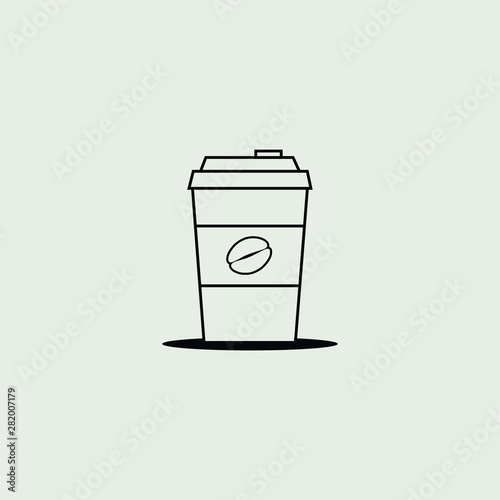 black line Cup Vector Cartoon for cafe Logo or cafe template