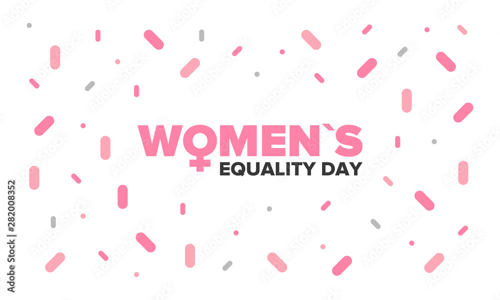 Women's Equality Day in United States. Female holiday, celebrated annually in August 26. Women right history month. Feminism concept. Poster, greeting card, banner and background. Vector illustration