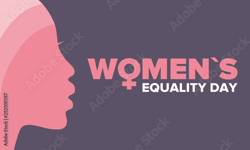 Women's Equality Day in United States. Female holiday, celebrated annually in August 26. Women right history month. Feminism concept. Poster, greeting card, banner and background. Vector illustration