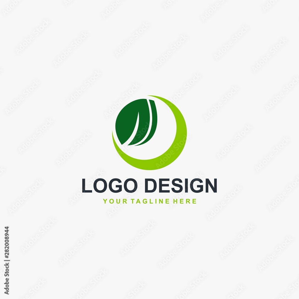 Green leaf logo design. Plant illustration symbol. Circle leaves icon design. Green leaf logo design. Plant illustration symbol. Circle leaves icon design.
