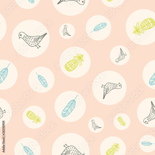 Bird and Feathers seamless pattern for fabric, textile, wallpaper, stationary, wrapping paper etc.