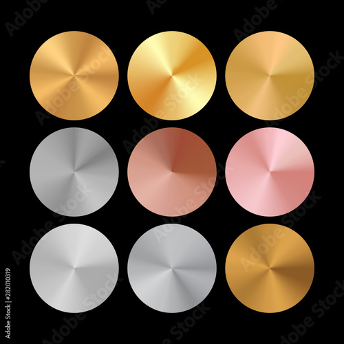 Conical Metal Gradient Collection of Rose Gold, Golden and Silver Circles