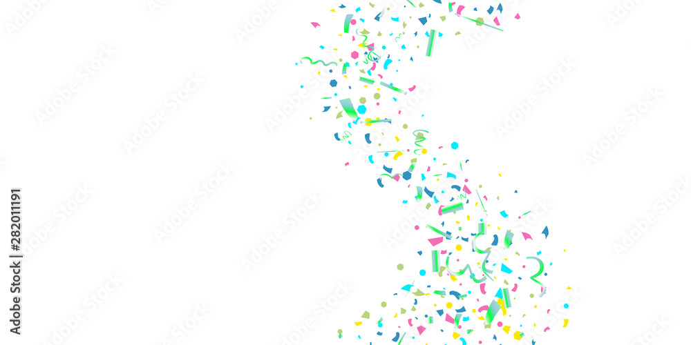 Colorful confetti on white background.